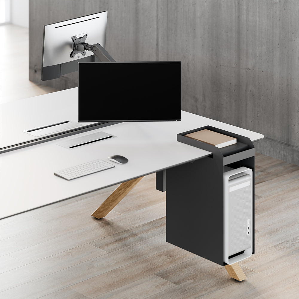 Modular Office Desk with Hanging Storage & Hidden Outlets