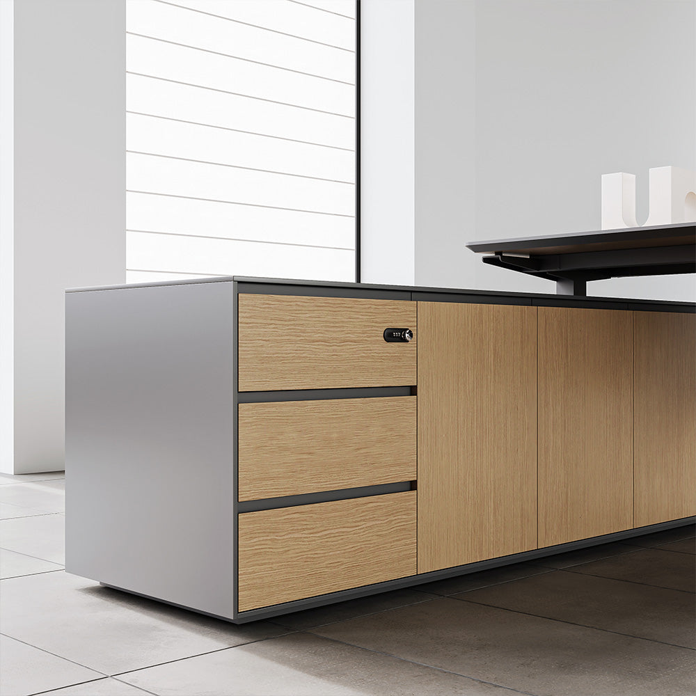 Premium Office Desk with Single Leg & Storage Unit
