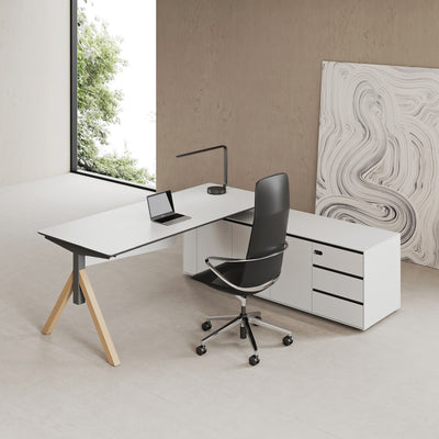 Manager Desk: Built-In Storage & Modern Design