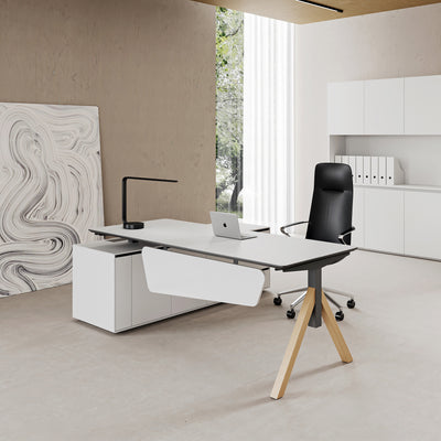 Manager Desk: Built-In Storage & Modern Design