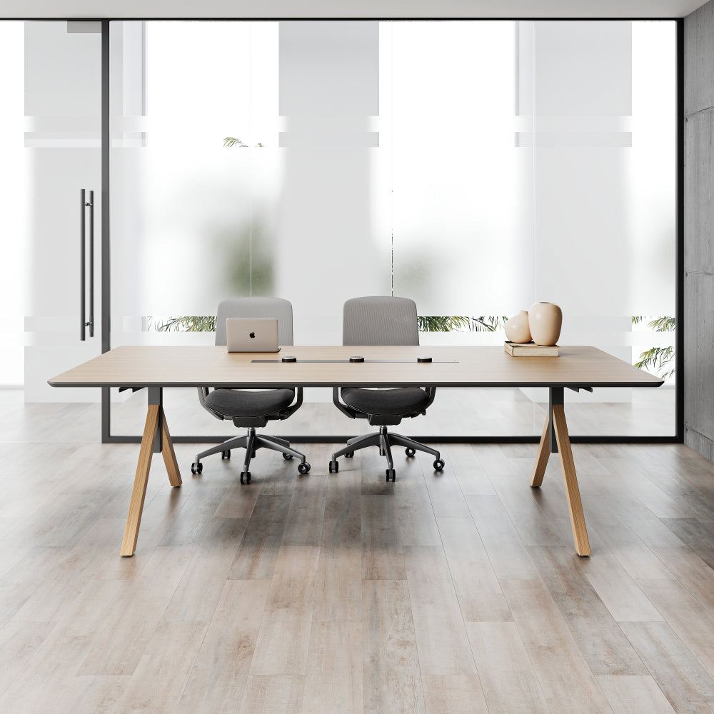 Modern Executive Conference Table Customizable Solid Wood Office Desk with Cable Management & Minimalist Design