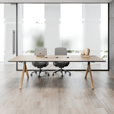 Modern Executive Conference Table Customizable Solid Wood Office Desk with Cable Management & Minimalist Design