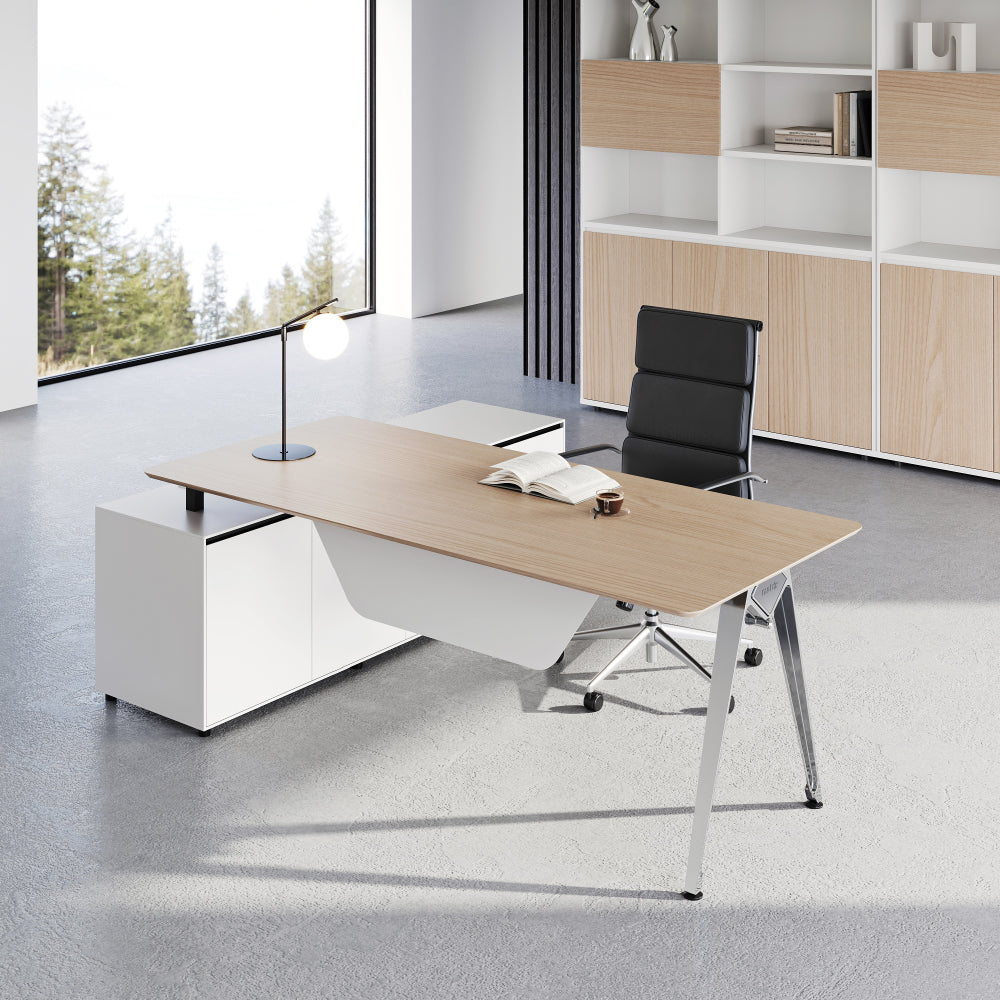 Modular L-Shaped Executive Desk with Smart Storage