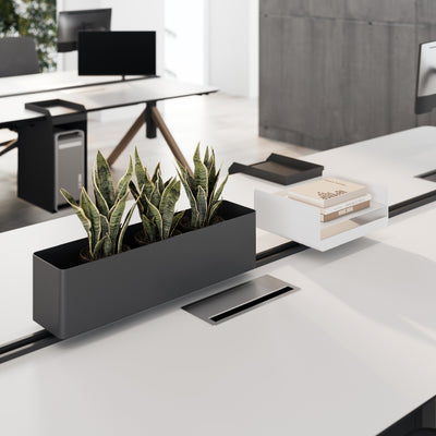 Modular Office Desk with Hanging Storage & Hidden Outlets