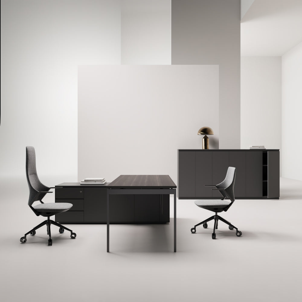 Executive Office Desk - Angular Minimalist Design with Spacious Worksurface