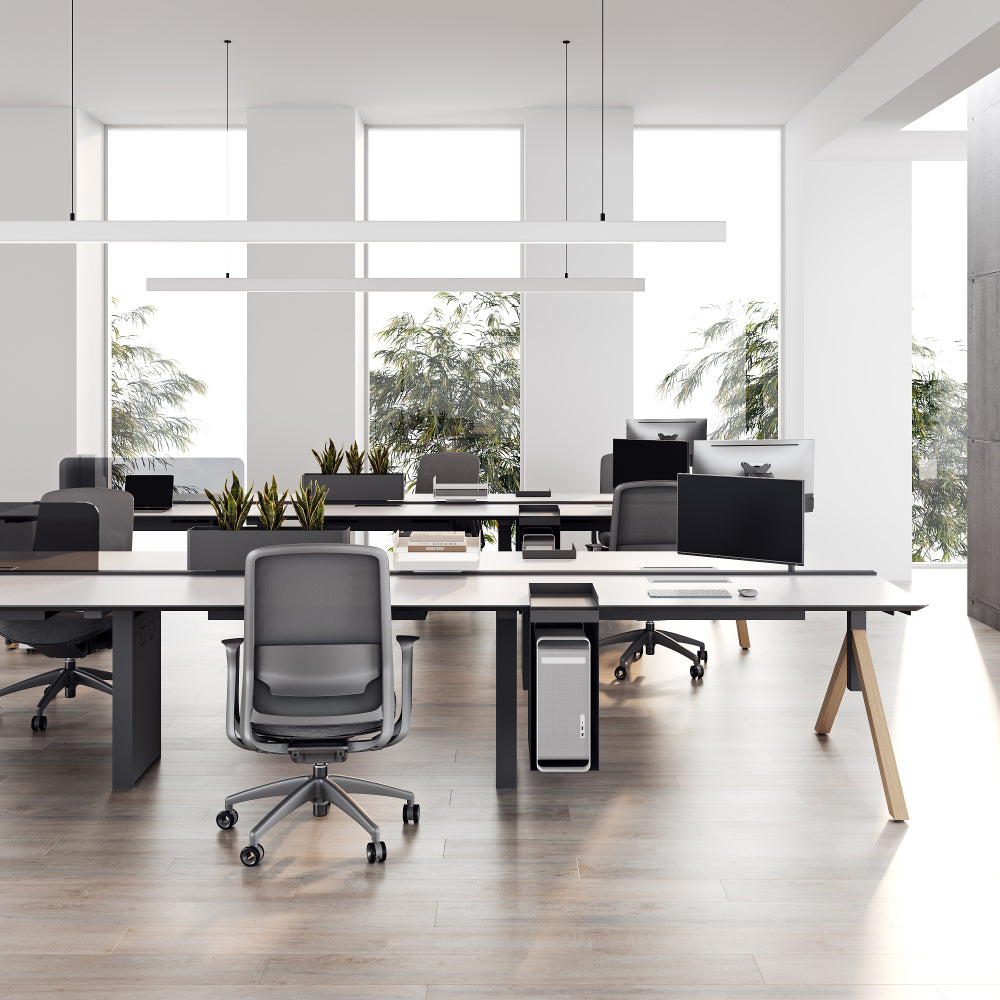 Modular Office Desk with Hanging Storage & Hidden Outlets