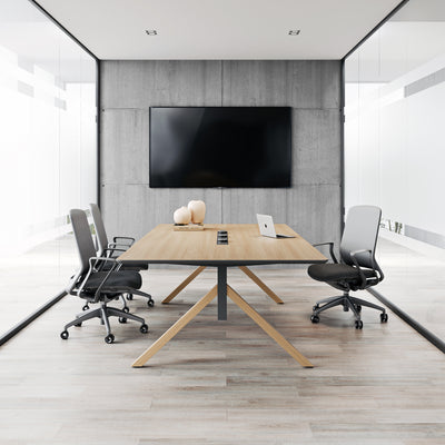 Modern Executive Conference Table Customizable Solid Wood Office Desk with Cable Management & Minimalist Design