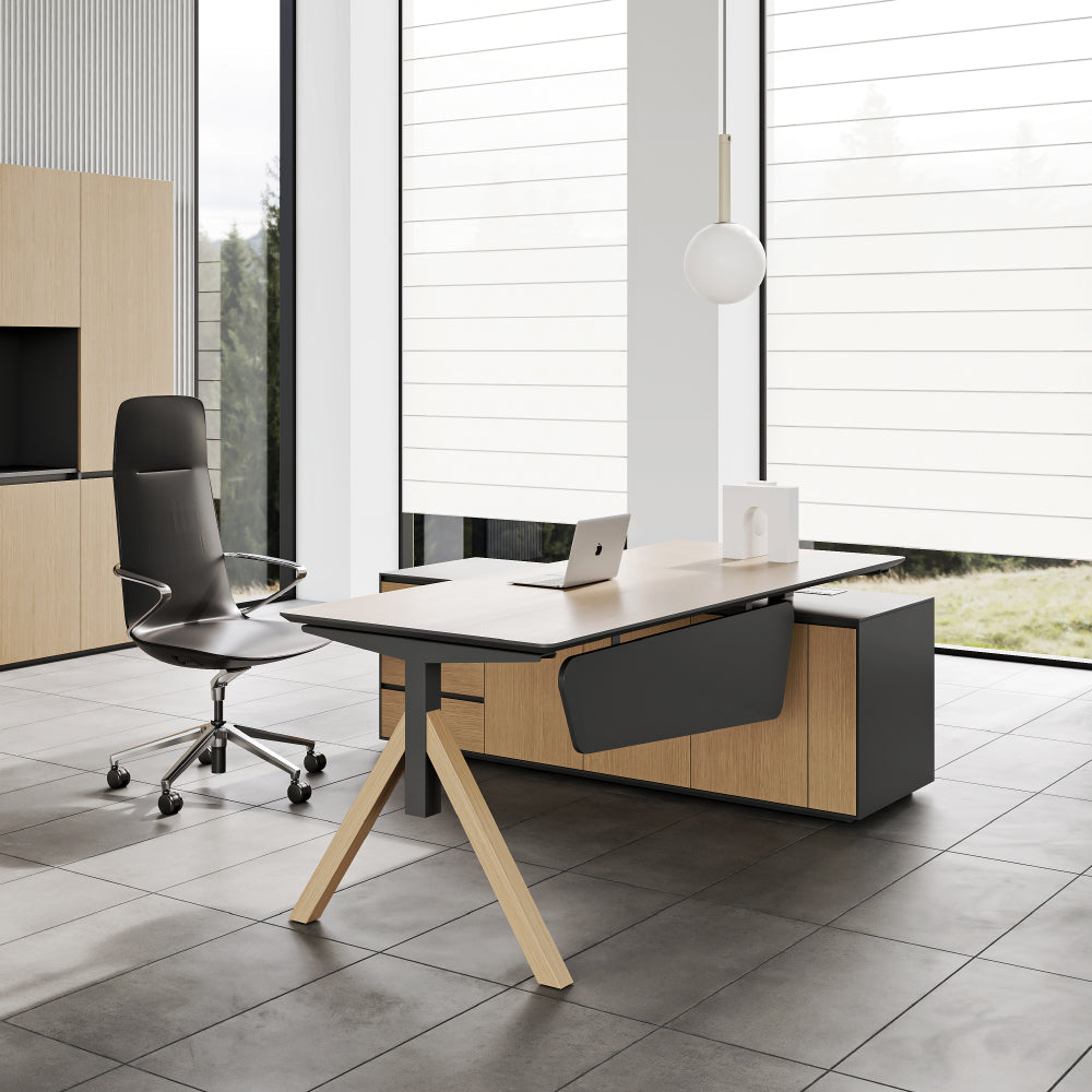 Premium Office Desk with Single Leg & Storage Unit