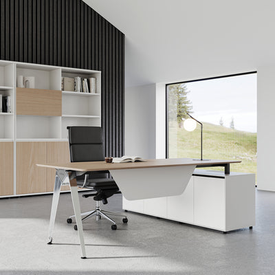 Modular L-Shaped Executive Desk with Smart Storage